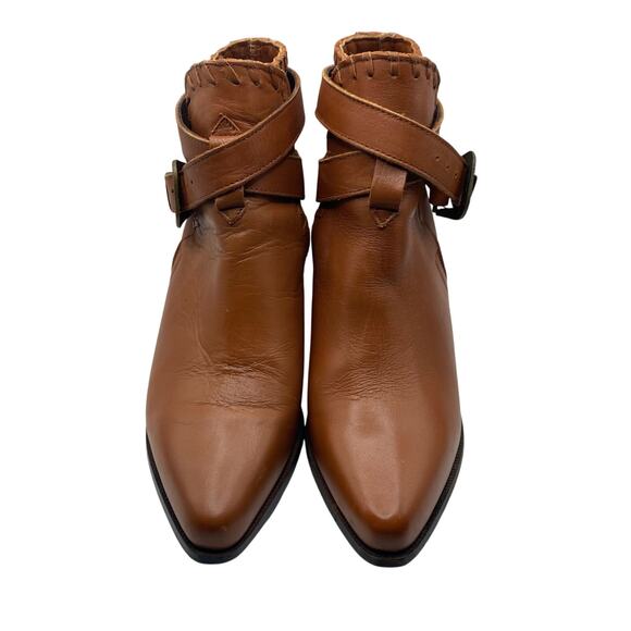 Dingo Brown Leather Ankle Boots Women’s 6.5M Western Buckle Strap - Picture 1 of 9